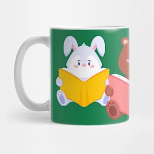 Rabbit Bear Fox Reading Mug